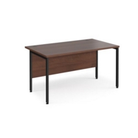 Maestro 25 straight desk 1400mm x 800mm - black H-frame leg and walnut top