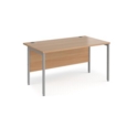 Maestro 25 straight desk 1400mm x 800mm - silver H-frame leg and beech top