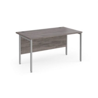 Maestro 25 straight desk 1400mm x 800mm - silver H-frame leg and grey oak top
