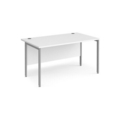 Maestro 25 straight desk 1400mm x 800mm - silver H-frame leg and white top