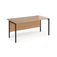 Maestro 25 straight desk 1600mm x 800mm - black H-frame leg and beech top