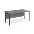 Maestro 25 straight desk 1600mm x 800mm - black H-frame leg and grey oak top