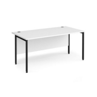 Maestro 25 straight desk 1600mm x 800mm - black H-frame leg and white top