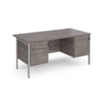 Maestro 25 straight desk 1600mm x 800mm with two x 2 drawer pedestals - silver H-frame leg and grey oak top