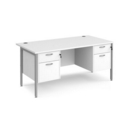 Maestro 25 straight desk 1600mm x 800mm with two x 2 drawer pedestals - silver H-frame leg and white top
