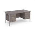 Maestro 25 straight desk 1600mm x 800mm with 2 and 3 drawer pedestals - silver H-frame leg and grey oak top