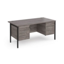 Maestro 25 straight desk 1600mm x 800mm with two x 3 drawer pedestals - black H-frame leg and grey oak top