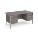 Maestro 25 straight desk 1600mm x 800mm with two x 3 drawer pedestals - silver H-frame leg and grey oak top