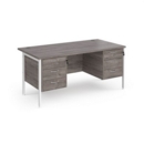 Maestro 25 straight desk 1600mm x 800mm with two x 3 drawer pedestals - white H-frame leg and grey oak top