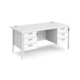Maestro 25 straight desk 1600mm x 800mm with two x 3 drawer pedestals - white H-frame leg and white top