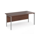 Maestro 25 straight desk 1600mm x 800mm - silver H-frame leg and walnut top