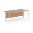 Maestro 25 straight desk 1600mm x 800mm - white H-frame leg and beech top