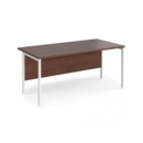Maestro 25 straight desk 1600mm x 800mm - white H-frame leg and walnut top