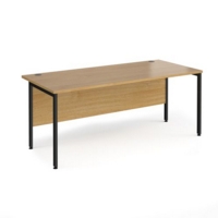 Maestro 25 straight desk 1800mm x 800mm - black H-frame leg and oak top