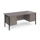 Maestro 25 straight desk 1800mm x 800mm with two x 2 drawer pedestals - black H-frame leg and grey oak top
