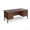 Maestro 25 straight desk 1800mm x 800mm with 2 and 3 drawer pedestals - black H-frame leg and walnut top