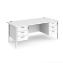 Maestro 25 straight desk 1800mm x 800mm with two x 3 drawer pedestals - white H-frame leg and white top
