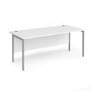Maestro 25 straight desk 1800mm x 800mm - silver H-frame leg and white top