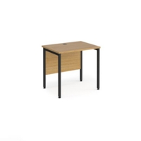 Maestro 25 straight desk 800mm x 600mm - black H-frame leg and oak top