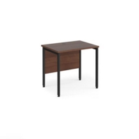 Maestro 25 straight desk 800mm x 600mm - black H-frame leg and walnut top