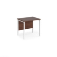 Maestro 25 straight desk 800mm x 600mm - white H-frame leg and walnut top