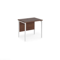 Maestro 25 straight desk 800mm x 600mm - white H-frame leg and walnut top
