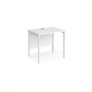 Maestro 25 straight desk 800mm x 600mm - white H-frame leg and white top