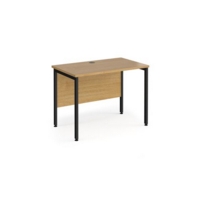 Maestro 25 straight desk 1000mm x 600mm - black H-frame leg and oak top
