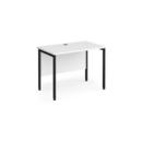 Maestro 25 straight desk 1000mm x 600mm - black H-frame leg and white top