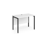 Maestro 25 straight desk 1000mm x 600mm - black H-frame leg and white top
