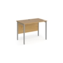 Maestro 25 straight desk 1000mm x 600mm - silver H-frame leg and oak top
