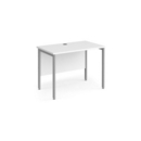 Maestro 25 straight desk 1000mm x 600mm - silver H-frame leg and white top
