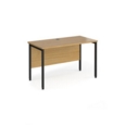 Maestro 25 straight desk 1200mm x 600mm - black H-frame leg and oak top