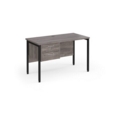 Maestro 25 straight desk 1200mm x 600mm with 2 drawer pedestal - black H-frame leg and grey oak top
