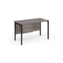 Maestro 25 straight desk 1200mm x 600mm with 2 drawer pedestal - black H-frame leg and grey oak top