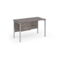 Maestro 25 straight desk 1200mm x 600mm with 2 drawer pedestal - silver H-frame leg and grey oak top