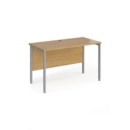 Maestro 25 straight desk 1200mm x 600mm - silver H-frame leg and oak top