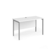 Maestro 25 straight desk 1200mm x 600mm - silver H-frame leg and white top