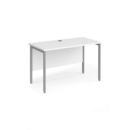 Maestro 25 straight desk 1200mm x 600mm - silver H-frame leg and white top