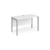 Maestro 25 straight desk 1200mm x 600mm - silver H-frame leg and white top