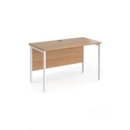 Maestro 25 straight desk 1200mm x 600mm - white H-frame leg and beech top