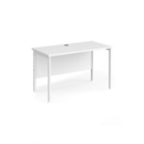 Maestro 25 straight desk 1200mm x 600mm - white H-frame leg and white top