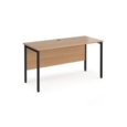 Maestro 25 straight desk 1400mm x 600mm - black H-frame leg and beech top