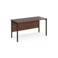 Maestro 25 straight desk 1400mm x 600mm - black H-frame leg and walnut top
