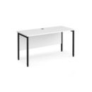 Maestro 25 straight desk 1400mm x 600mm - black H-frame leg and white top