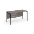 Maestro 25 straight desk 1400mm x 600mm with 2 drawer pedestal - black H-frame leg and grey oak top