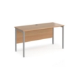 Maestro 25 straight desk 1400mm x 600mm - silver H-frame leg and beech top