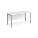 Maestro 25 straight desk 1400mm x 600mm - silver H-frame leg and white top