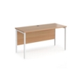 Maestro 25 straight desk 1400mm x 600mm - white H-frame leg and beech top