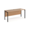 Maestro 25 straight desk 1600mm x 600mm - black H-frame leg and beech top